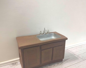 Vintage dollhouse kitchen sink, country sick, bathroom vanity, 1-12 scale sink