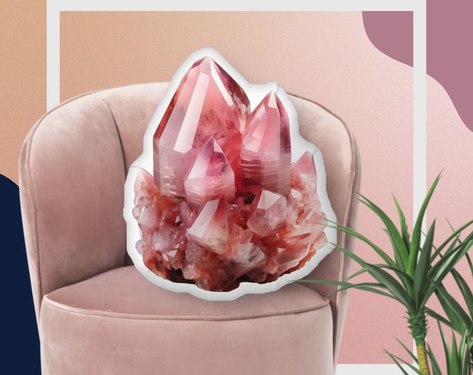 Pink Crystal Cluster Throw Pillow: Soft Rock Design - 3 Sizes