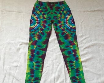 Adult Small rainbow tie dye leggings, yoga pants, tie dye pants, rainbow leggings, tie dye leggings, green leggings, tye dye leggings