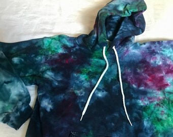 Woman's small tie dye hoodie, pull over, tie dye sweatshirt, handmade sweatshirt, gift for hippie, boho hippy clothes