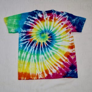 Rainbow swirl tie dye shirt, youth tye dye shirt, gift for hippie kid, boho hippie clothes, gift for birthday, handmade tie dye