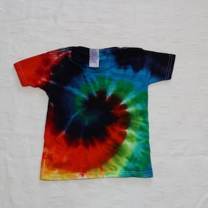 Kids 3T rainbow tie dye shirt, youth tye dye shirt, gift for hippie kid, boho hippie clothes, gift for birthday, handmade tie dye image 1