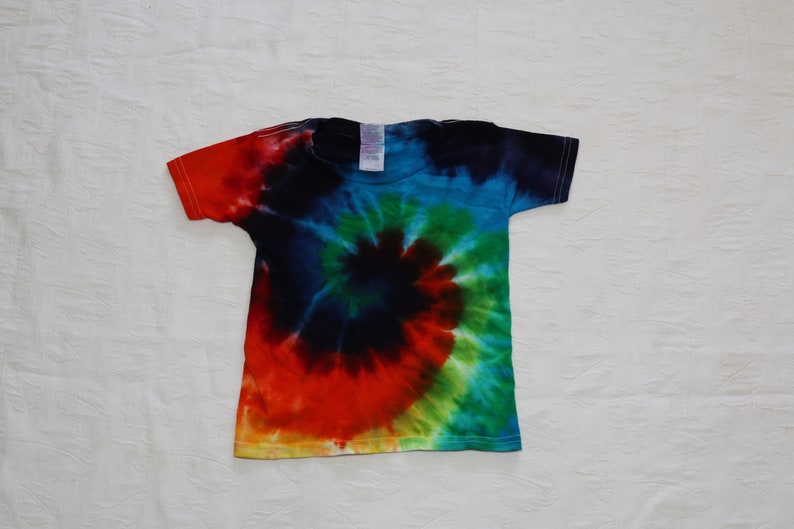 Kids 3T rainbow tie dye shirt, youth tye dye shirt, gift for hippie kid, boho hippie clothes, gift for birthday, handmade tie dye image 1