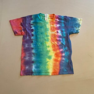 Kids medium rainbow tie dye shirt, youth tye dye shirt, gift for hippie kid, boho hippie clothes, gift for birthday, handmade tie dye