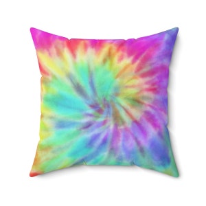 colorful tie dye throw pillow, hippie room decor, tye dye pillow cover, retro home decor, dorm decor