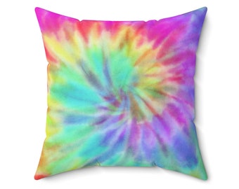 colorful tie dye throw pillow, hippie room decor, tye dye pillow cover, retro home decor, dorm decor