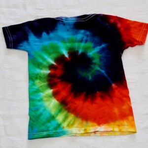 Kids 3T rainbow tie dye shirt, youth tye dye shirt, gift for hippie kid, boho hippie clothes, gift for birthday, handmade tie dye image 2