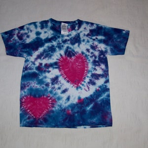 kids small heart tie dye shirt, youth tye dye shirt, gift for hippie kid, boho hippie clothes, gift for birthday, handmade tie dye