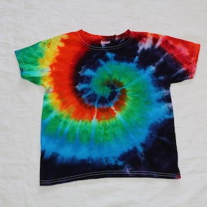 kids XS rainbow tie dye shirt, youth tye dye shirt, gift for hippie kid, boho hippie clothes, gift for birthday, handmade tie dye