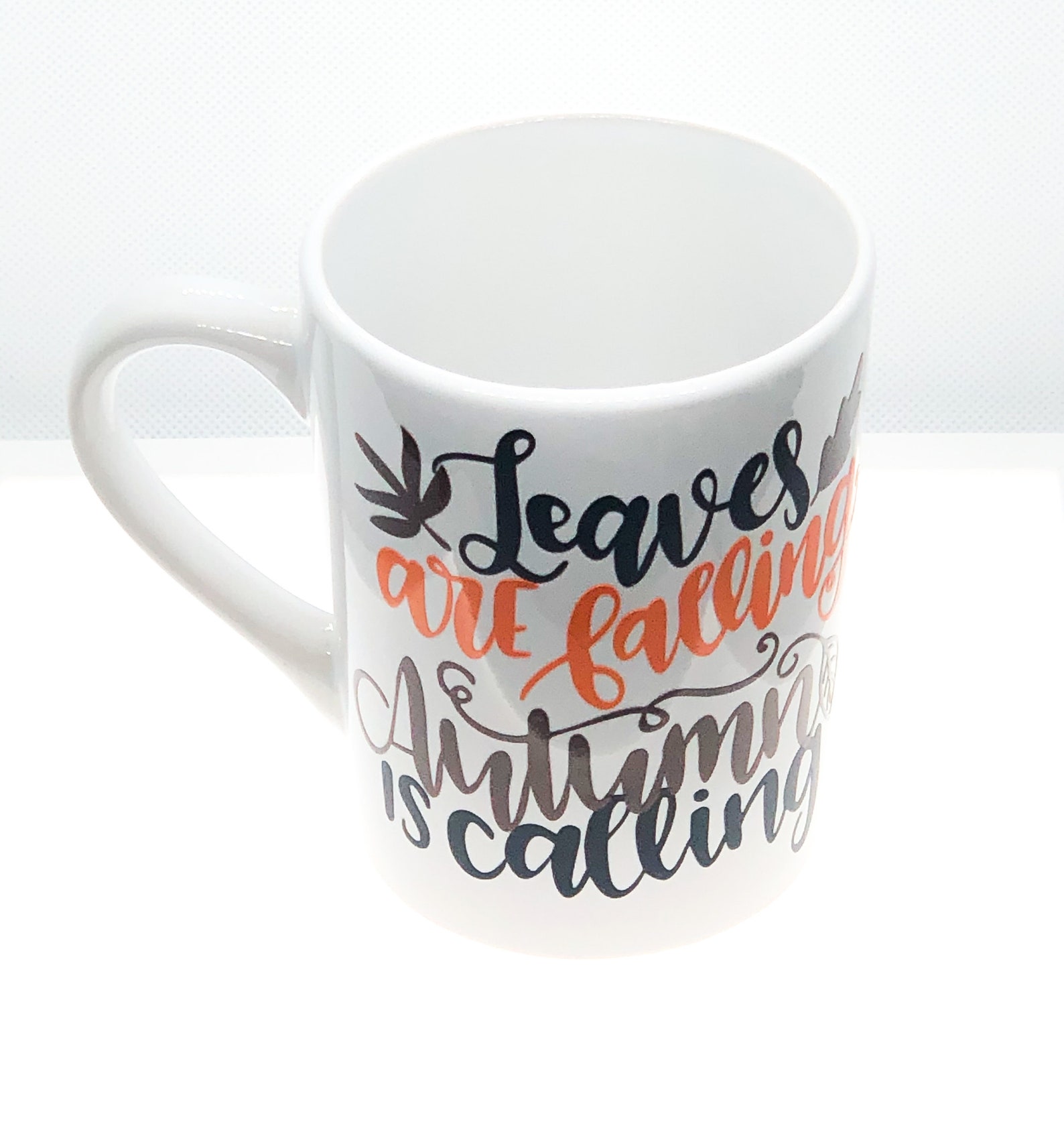 Custom Vinyl Coffee Mug 14oz. Leaves are falling Autumn Etsy