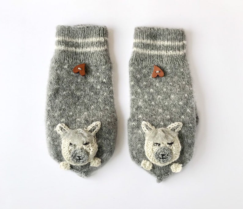 Gloves with flap Flip top mittens lama Half finger mittens alpaca Fingerless Gloves With Fold over Cap