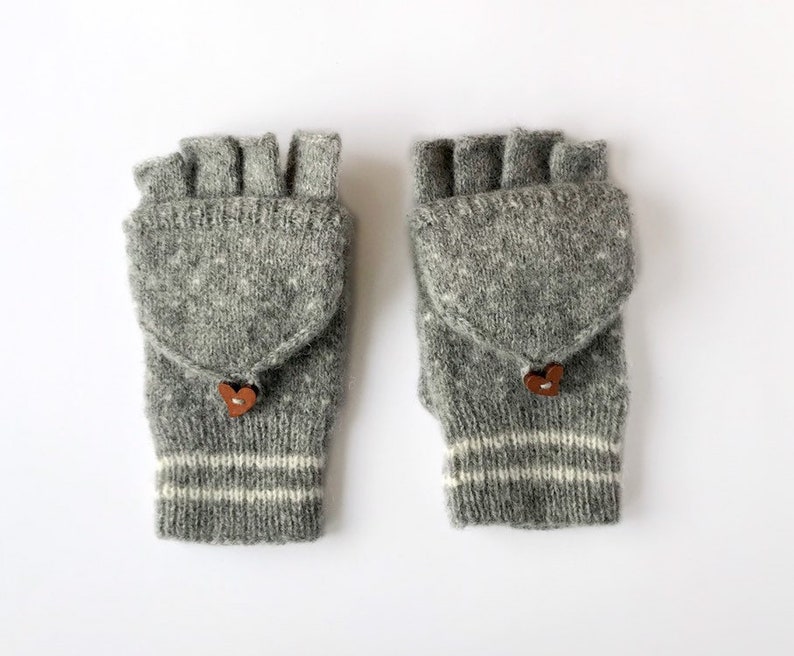 Gloves with flap Flip top mittens lama Half finger mittens alpaca Fingerless Gloves With Fold over Cap