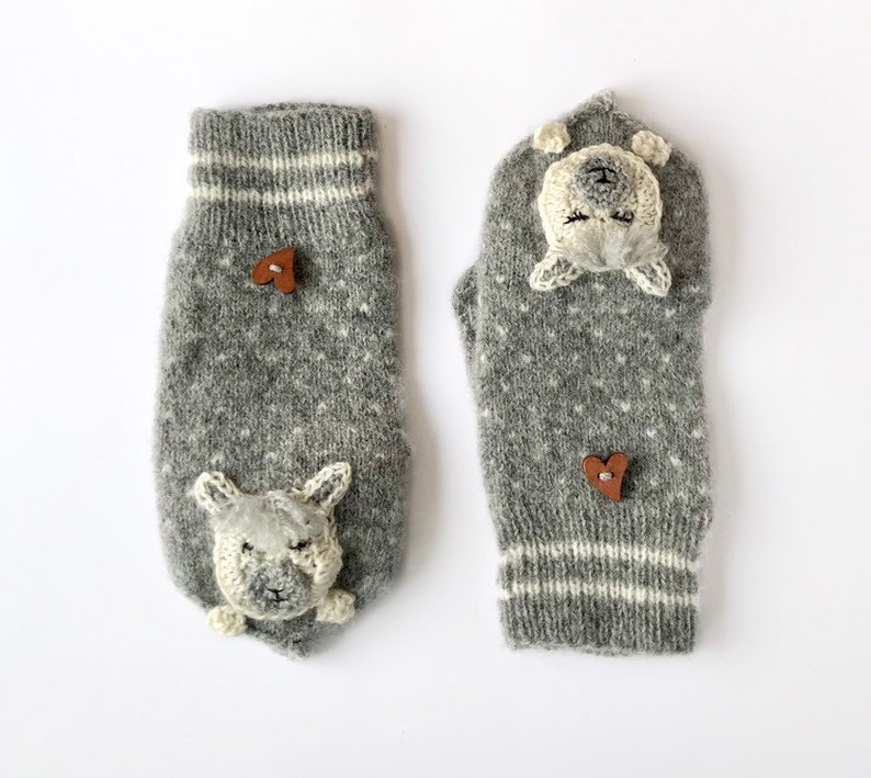 Gloves with flap Flip top mittens lama Half finger mittens alpaca Fingerless Gloves With Fold over Cap