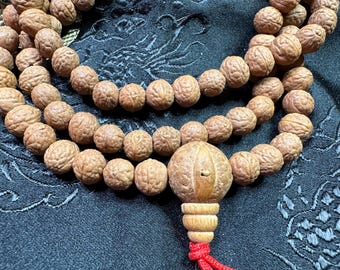Ruktu Seed Mala - 8-9mm - Light Brown - Asura Cave - Pharping - Sourced From Local Trees
