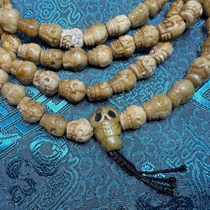 Yak Bone Skull Carved Citipati Mala - Citipati Guru Bead - Larger - Tantra - Rare - High Quality
