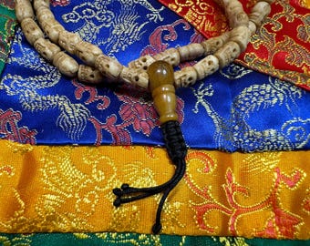 54 Bead - Yak Bone Skull Carved Citipati Mala - Yak Bone Guru Bead - Half Mala