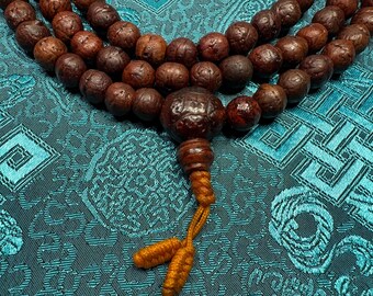 Authentic Timal Bodhi Seed Mala • 11mm Beads • Rare Location •  Bodhi Seed Guru Bead