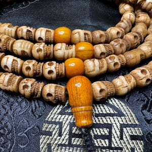 Yak Bone Skull Carved Citipati Mala - Yak Bone Guru Bead & Spacer Beads - Exceptional Quality