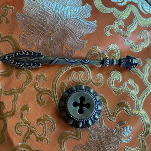 Manjushri&#39;s Sword of Awareness • Shrine Adornment • Antique Style Patina • 6 inch With Stand