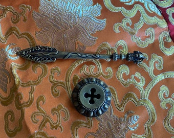 Manjushri's Sword of Awareness • Shrine Adornment • Antique Style Patina • 6 inch With Stand
