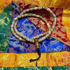 54 Bead - Yak Bone Skull Carved Citipati Mala - Yak Bone Guru Bead - Half Mala