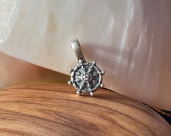 Dharma Wheel Bhum Counter • Medium • Very Ornate • Antiqued Patina • 925 Sterling Silver
