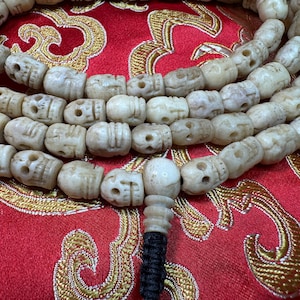 Yak Bone Carved Skull Citipati Mala - Bone Guru Bead - Unique Quality - Tantra Item