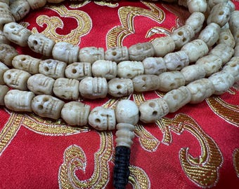 Yak Bone Carved Skull Citipati Mala - Bone Guru Bead - Unique Quality - Tantra Item