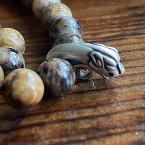 DRAGON styled Buddhist Prayer Bead Bhum Counter Clip - RARE - 999 pure silver - SMALL