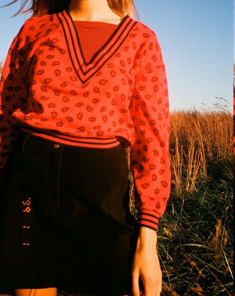 Red Paisley Sweatshirt /& Matching Skirt