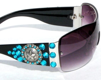 Western Sunglasses, Cowgirl Sunglasses, Black Sunglasses, Rhinestone Cowgirl Bling Sunglasses, Gift Ideas For Her, Bling Bling Accessories