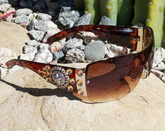 Western Sunglasses, Cowgirl Sunglasses, Brown Sunglasses, Rhinestone Cowgirl Bling Sunglasses, Gift Ideas For Her, Bling Bling Accessories