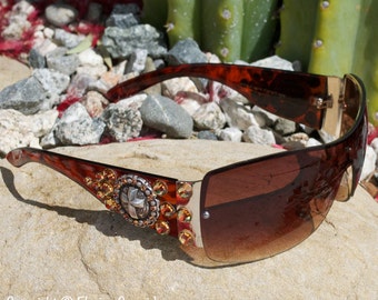 Western Sunglasses, Cowgirl Sunglasses, Brown Sunglasses, Rhinestone Cowgirl Bling Sunglasses, Gift Ideas For Her, Bling Bling Accessories