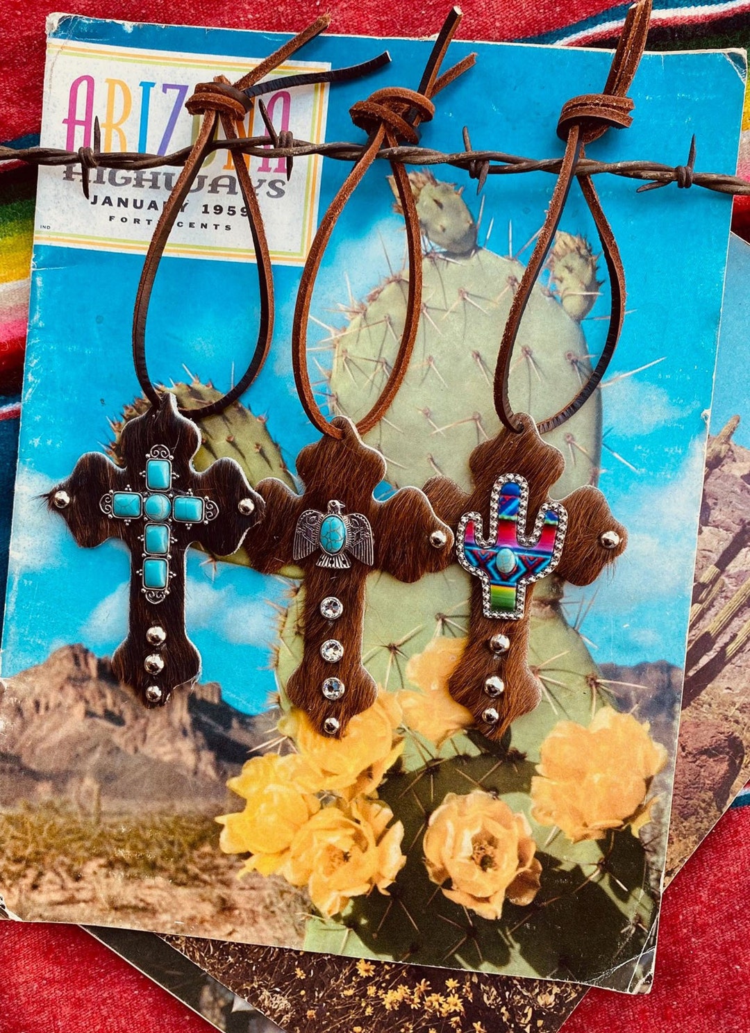 Leather Saddle Cross, Western Cross, Cowgirl Gift, Bridal Gift, Good