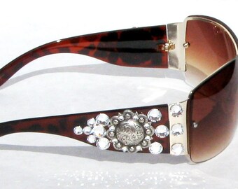 Western Sunglasses, Cowgirl Sunglasses, Brown Sunglasses, Rhinestone Cowgirl Bling Sunglasses, Gift Ideas For Her, Bling Bling Accessories