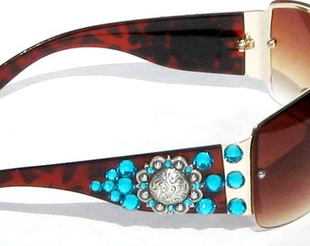 Western Sunglasses, Cowgirl Sunglasses, Brown Sunglasses, Rhinestone Cowgirl Bling Sunglasses, Gift Ideas For Her, Bling Bling Accessories