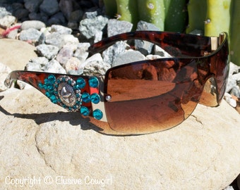 Western Sunglasses, Cowgirl Sunglasses, Brown Sunglasses, Rhinestone Cowgirl Bling Sunglasses, Gift Ideas For Her, Bling Bling Accessories