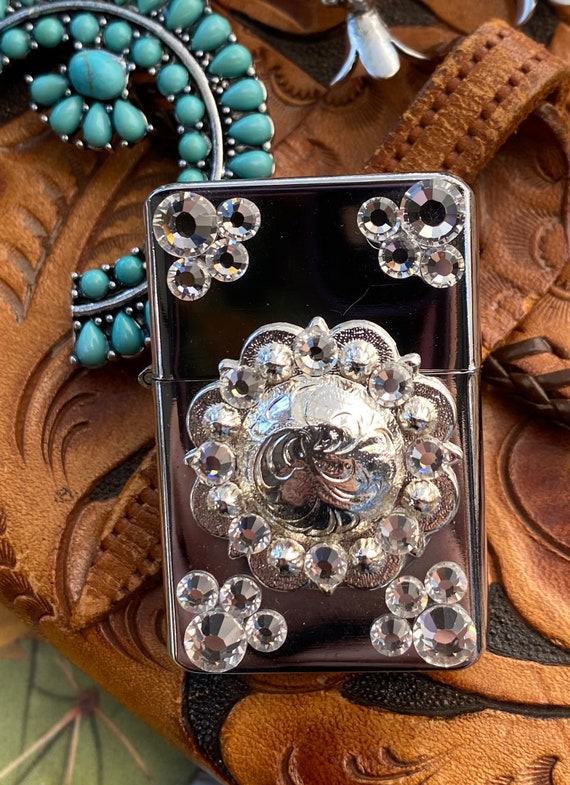 chrome cigarette lighter Cross Western Cigarette Lighter, Chrome Lighter, Gift Idea For Her,  Rhinestone Cowgirl, Cigarette Flip Lighter, Western Accessories