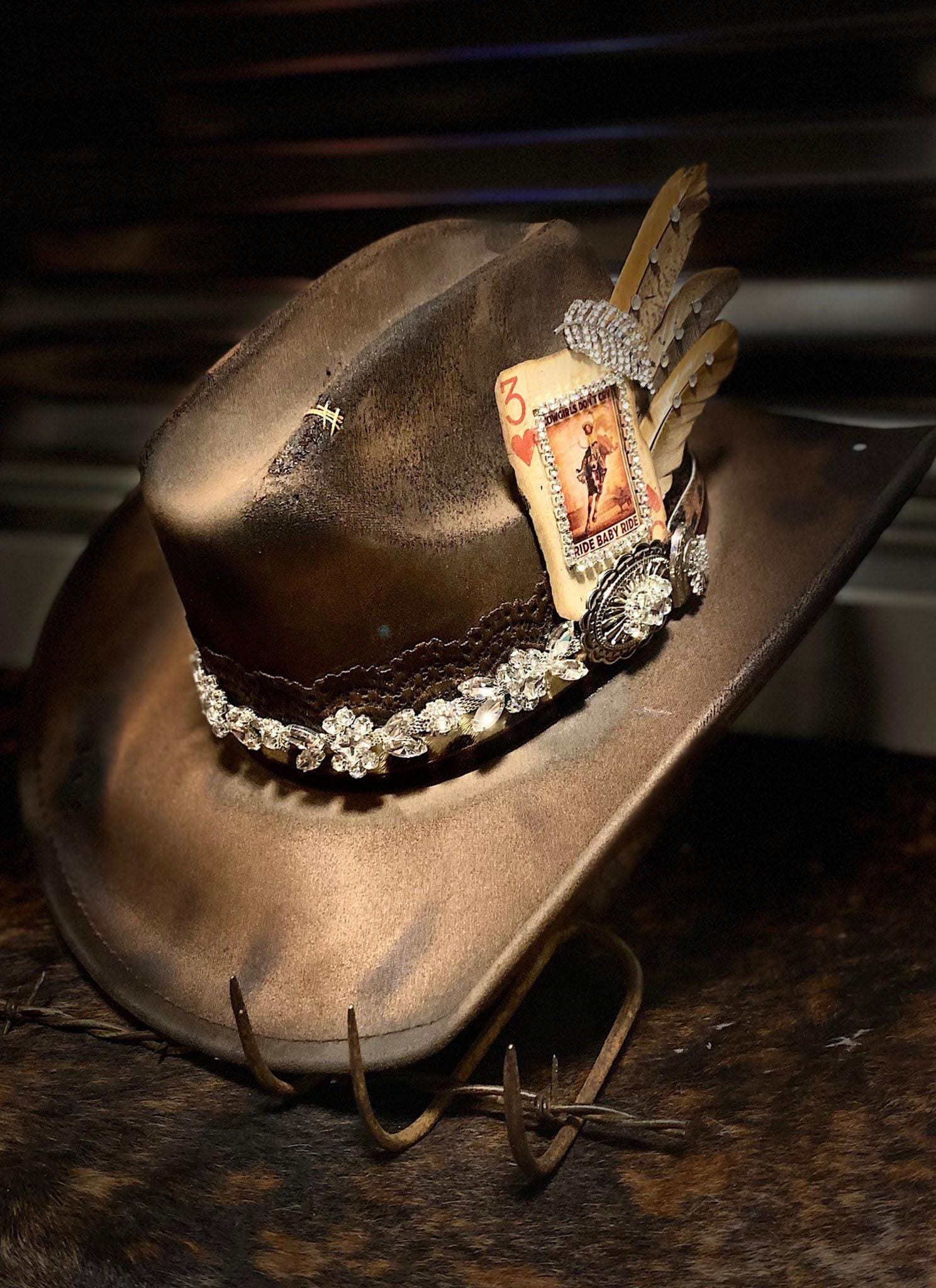 Feather Burned Cowboy Hat - Etsy
