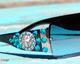 Montana West Black and Turquoise Rhinestone Sunglasses Montana West | Accessories | Montana West Western Collection  main image 2