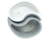 White and Grey Yin Yang SET Concrete Succulent Planter, Crystal Bowl, Cute planter, Small Plant Pot, Minimalist Planter, Succulent Pot