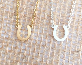 Horseshoe Necklace small, gold or silver, short dainty delicate horseshoe necklace