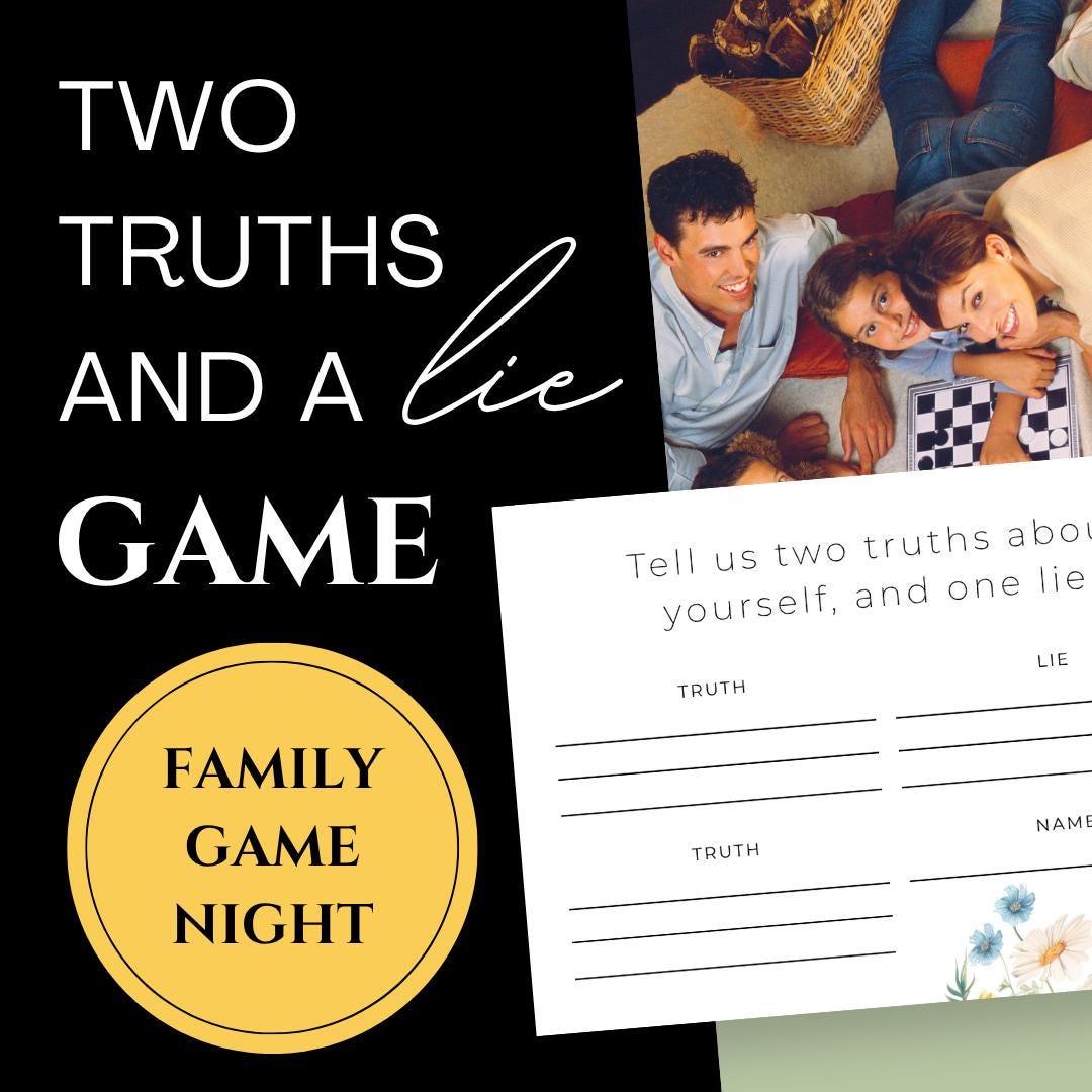 Two Truths and a Lie Printable | Workplace Icebreaker (PDF Download) - Etsy