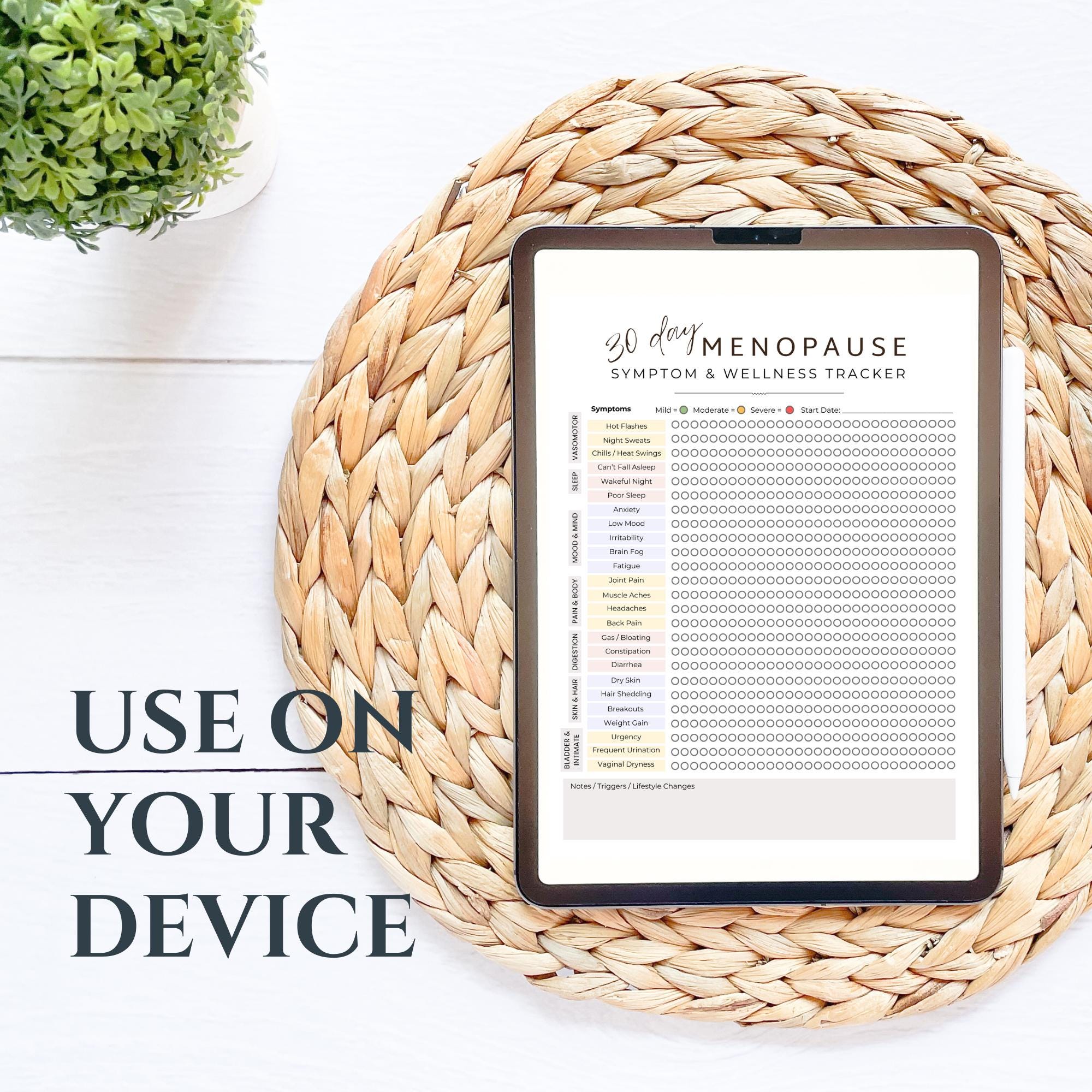Menopause Symptom Tracker Printable | Daily Hormone Log | Sleep Mood ...