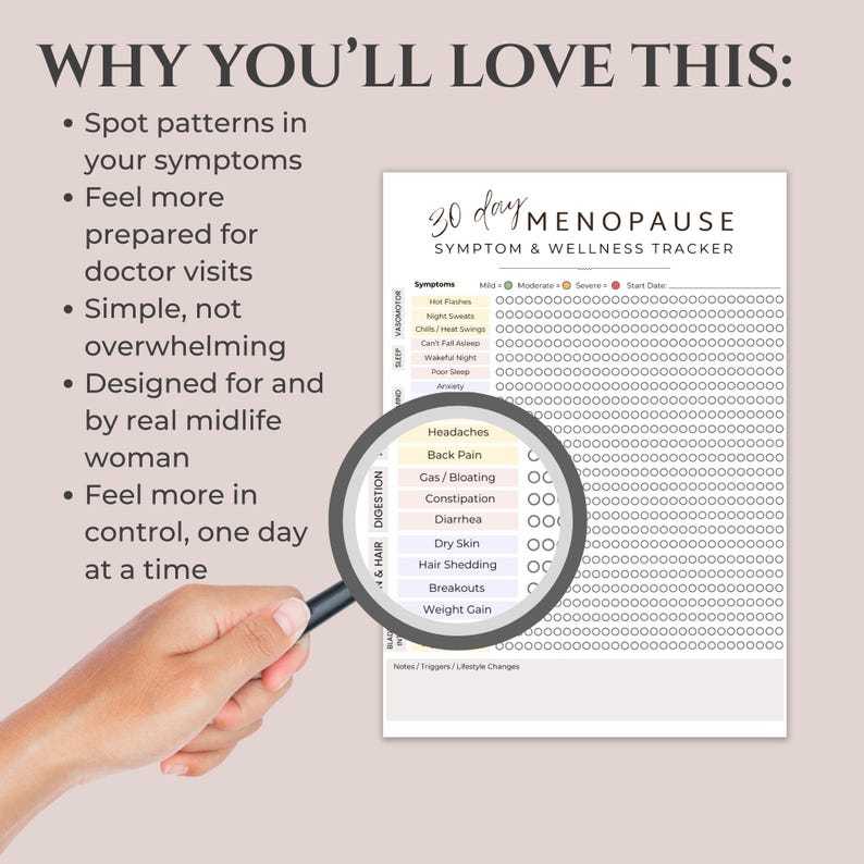 Menopause Symptom Tracker Printable | Daily Hormone Log | Sleep Mood ...