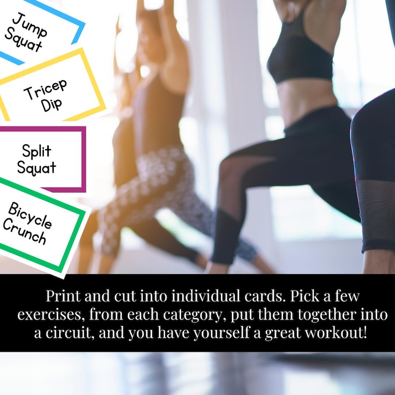 Printable Exercise Cards: Fitness Flashcards for Full Body Workouts ...