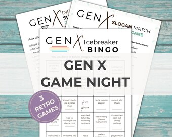 Gen X Game Night Bundle | Lustige 80er 90er Gesellschaftsspiele | Printable Nostalgie Aktivität | Erwachsenen Party Bundle PDF