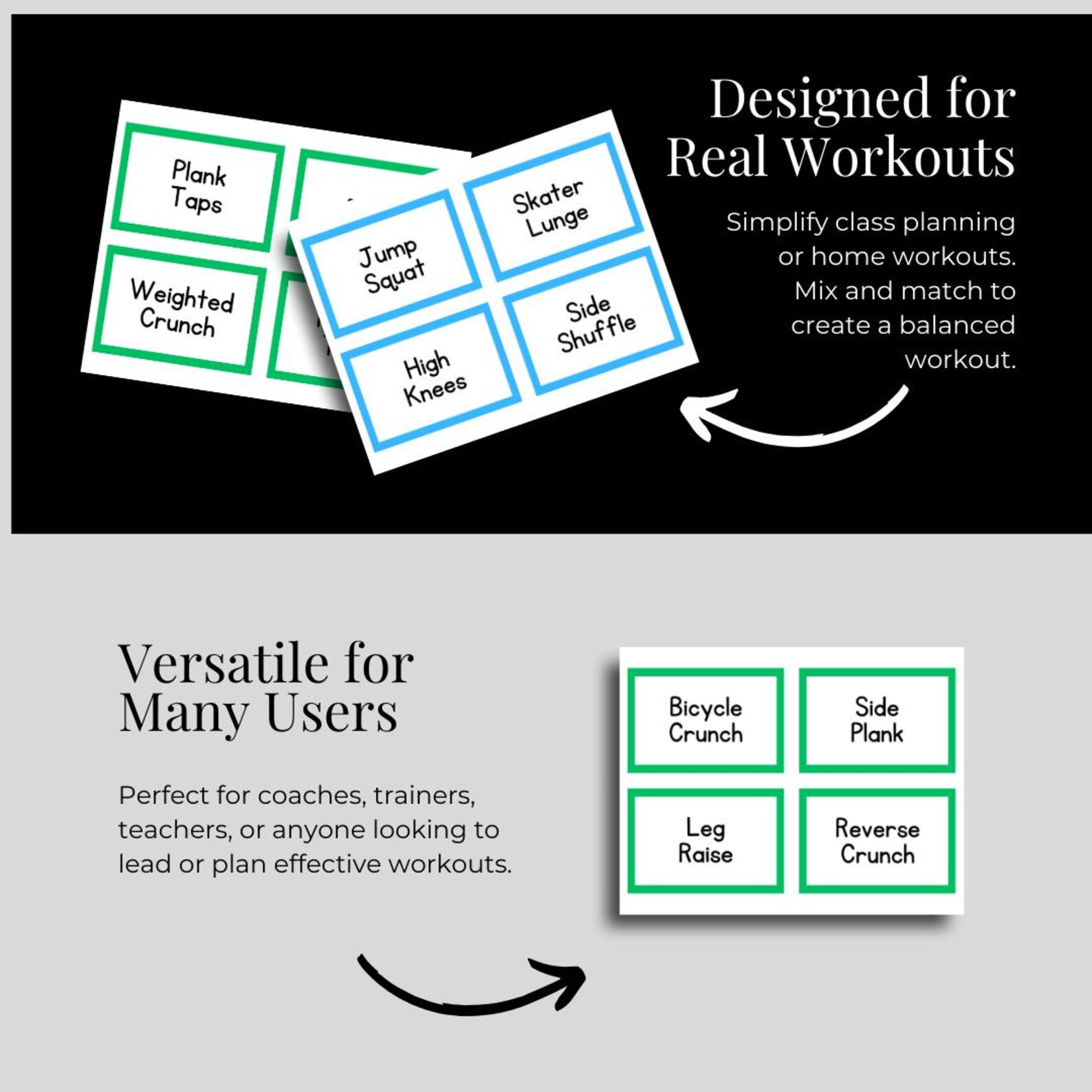 Programme Card Exercise Samples Printable Exercise Cards for Fitness Classes, Circuit Workout Cards ...