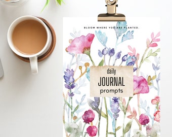 Daily Journal - Watercolour Floral Journal - Daily Floral Journal Printable - Journal Prompts - Self-Care Journal - PDF Journal - Floral PDF