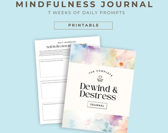 Mindfulness Journal - Watercolour Floral Journal - Printable Floral Wellness Journal - 7-Week Floral Printable - Self-Care Journal - PDF